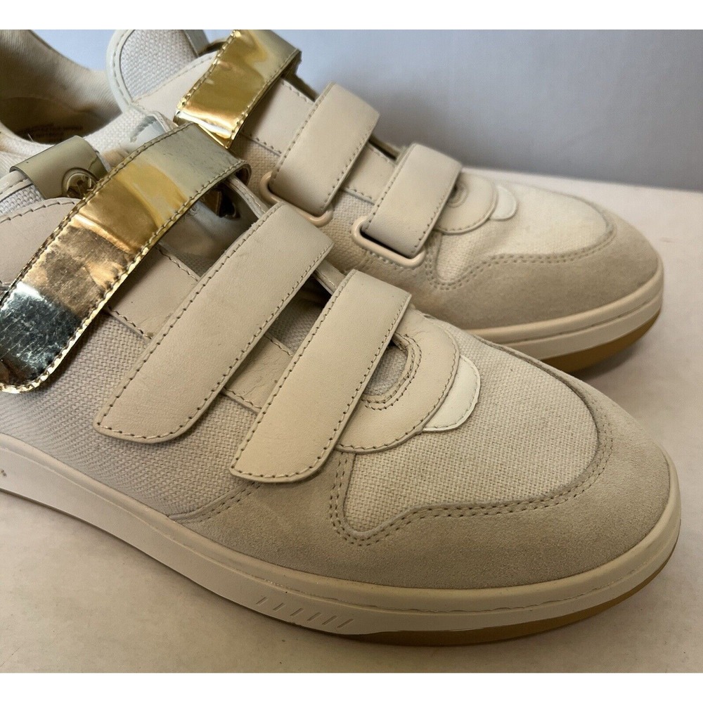 Michael Kors Gertie Tennis Shoes Mens 9.5‎ Cream Gold Low Top Sneakers - Picture 5 of 16